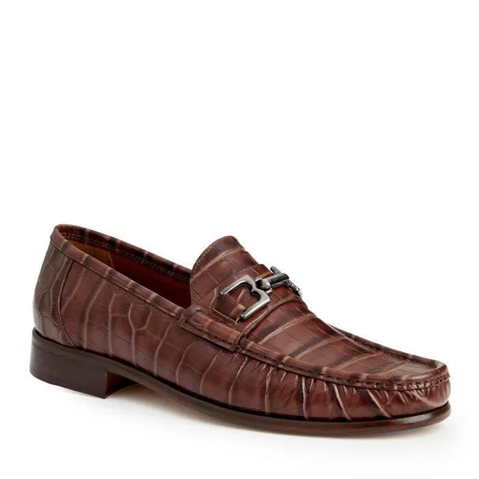 Men Loafers and Slipons Bruno Magli Trieste Classic Moccasin Brown Croc