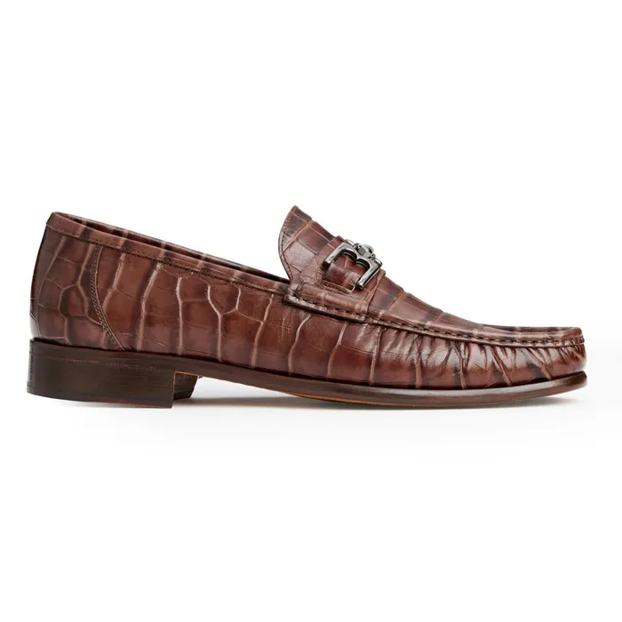 Men Loafers and Slipons Bruno Magli Trieste Classic Moccasin Brown Croc