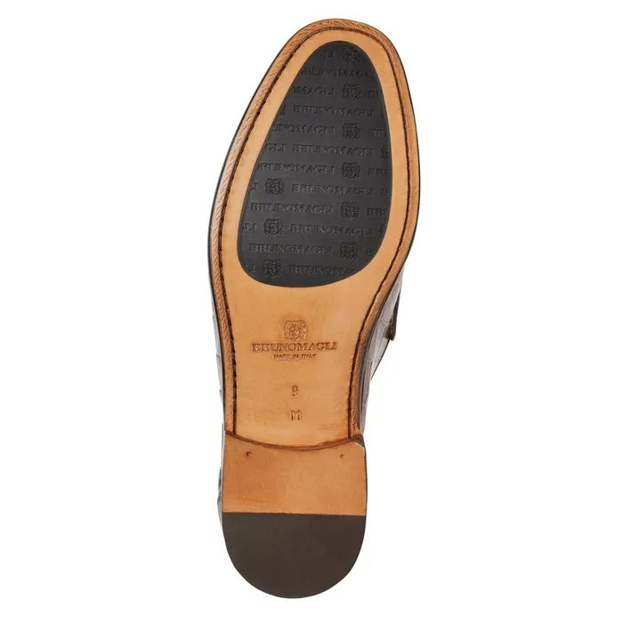 Men Loafers and Slipons Bruno Magli Trieste Classic Moccasin Brown Croc