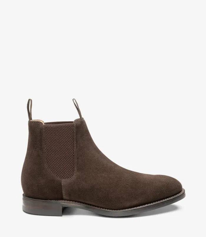 Men Loake Boots Chatsworth Dark Brown Suede