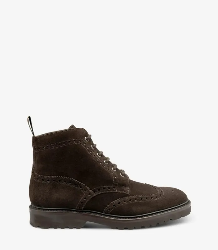 Men Loake Boots Pegasus Dark Brown Suede