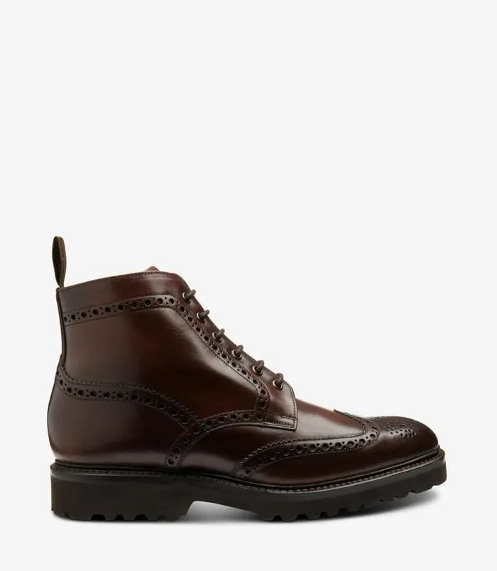 Men Loake Boots Pegasus Dark Brown Waxed