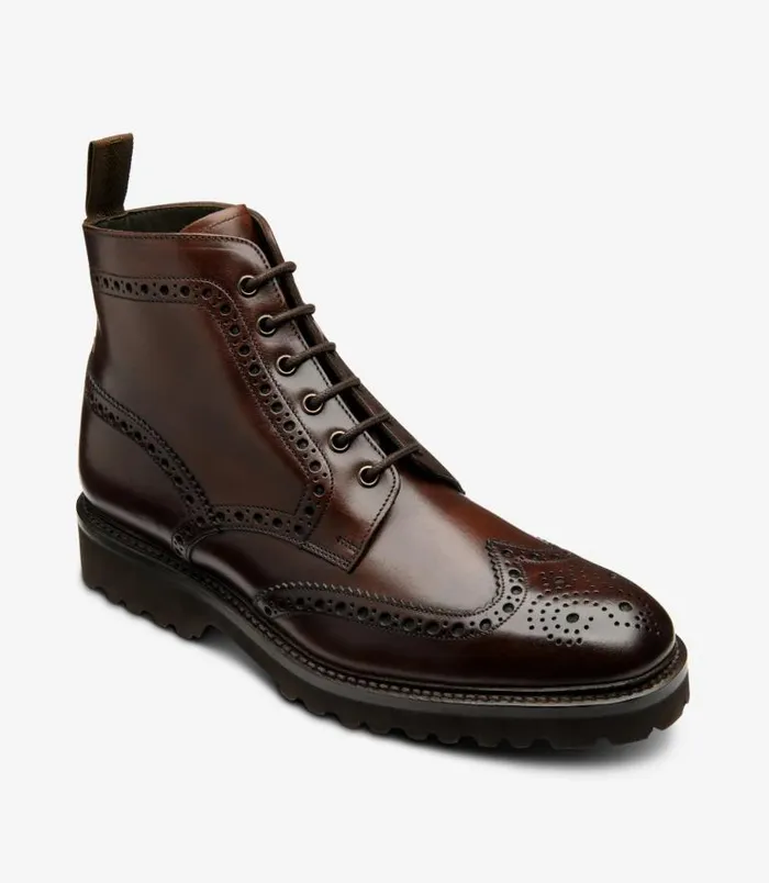 Men Loake Boots Pegasus Dark Brown Waxed