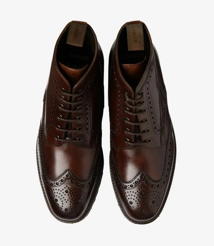 Men Loake Boots Pegasus Dark Brown Waxed