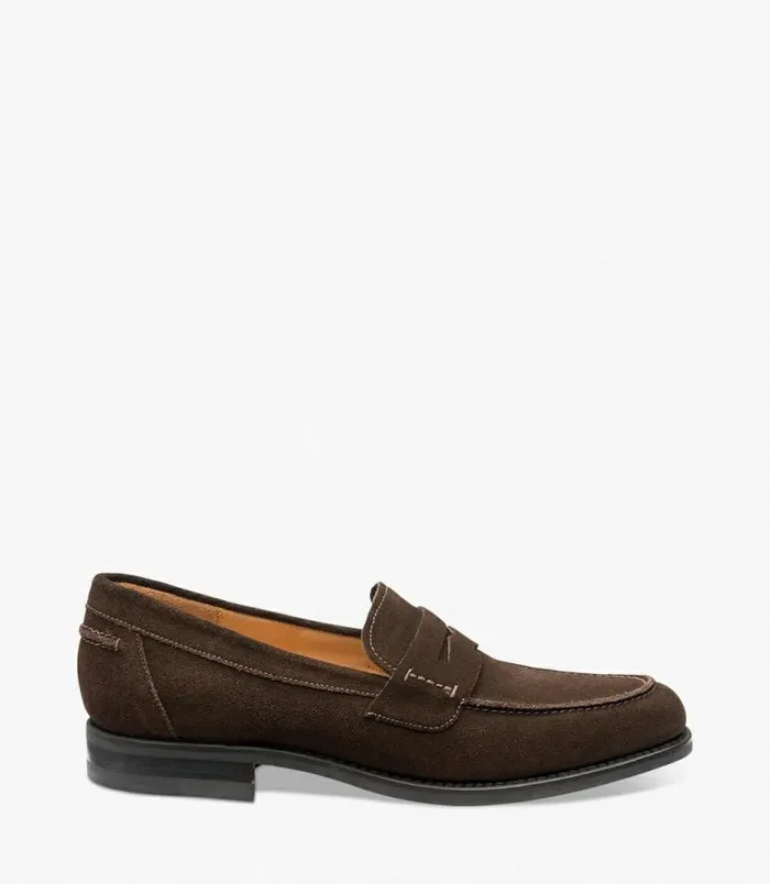 Men Loake Loafers 356 Dark Brown Suede