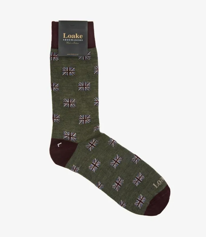 Men Loake Socks Union Jack Socks Olive