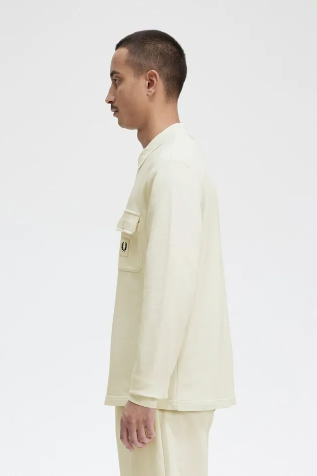 Men Long Sleeve Loopback Sweatshirt Ecru Fred Perry Sweatshirts