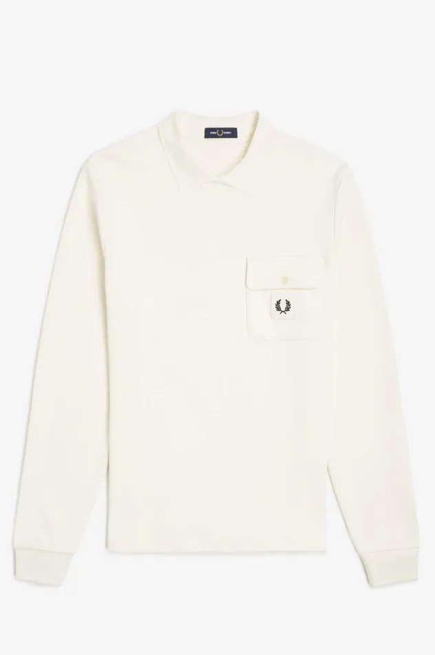 Men Long Sleeve Loopback Sweatshirt Ecru Fred Perry Sweatshirts