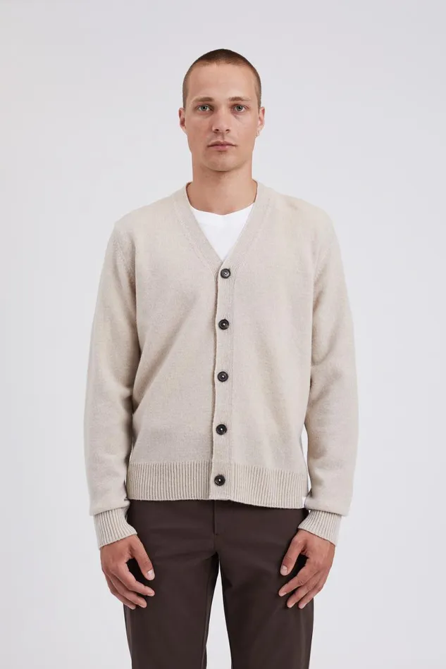 Men Norse Standard Merino Lambswool Cardigan Oatmeal Norse Projects Knitwear