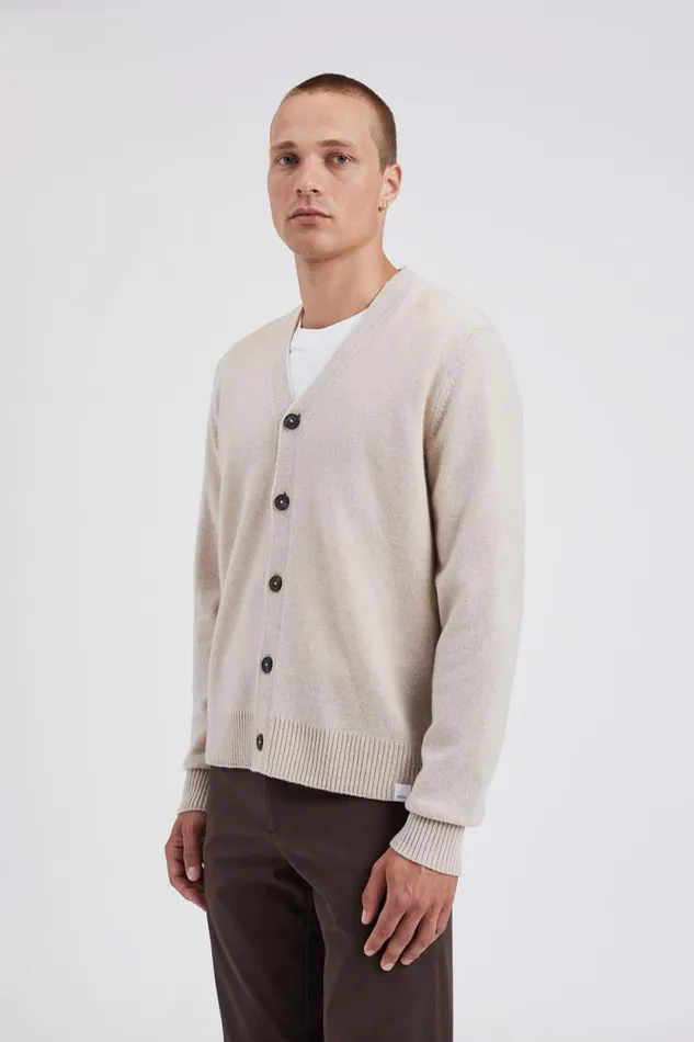 Men Norse Standard Merino Lambswool Cardigan Oatmeal Norse Projects Knitwear