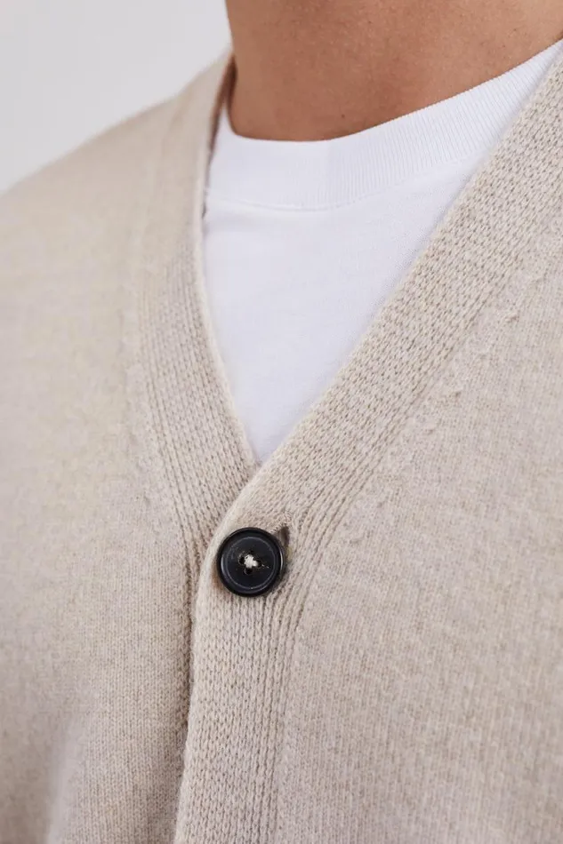 Men Norse Standard Merino Lambswool Cardigan Oatmeal Norse Projects Knitwear