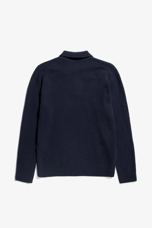 Men Norse Standard Merino Lambswool Polo Dark Navy Norse Projects Knitwear