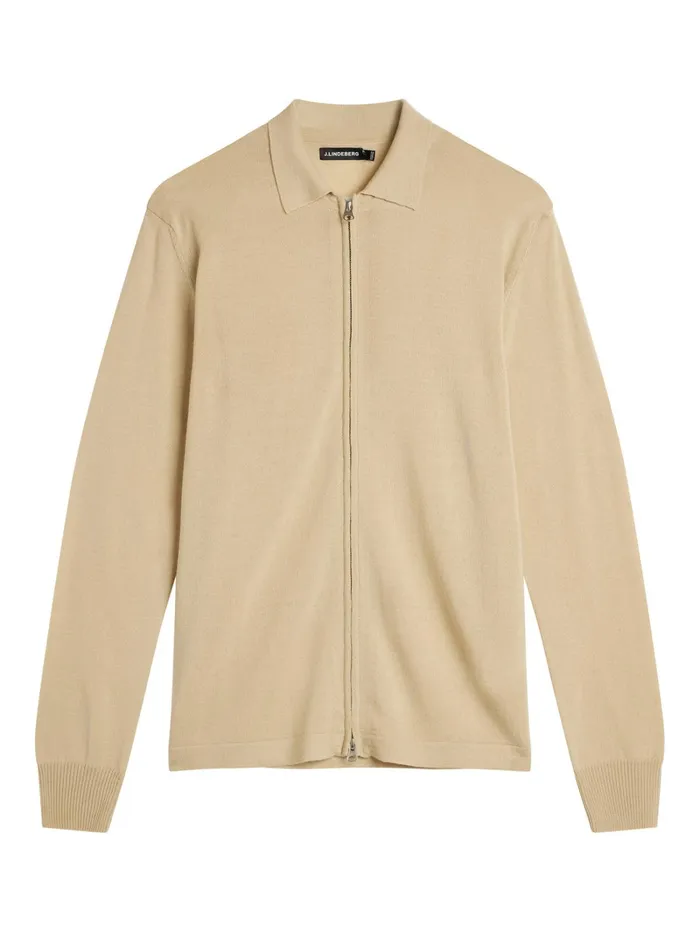 Men Nyle Merino Zip Cardigan Safari Beige JLindeberg Knitwear Men Nyle Merino Zip Cardigan Safari Beige JLindeberg Knitwear