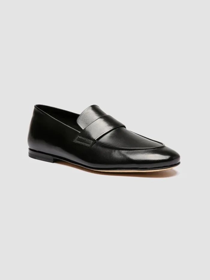 Men Officine Creative Footwear AIRTO 001 Black Leather Penny Loafers Men Officine Creative Footwear AIRTO 001 Black Leather Penny Loafers