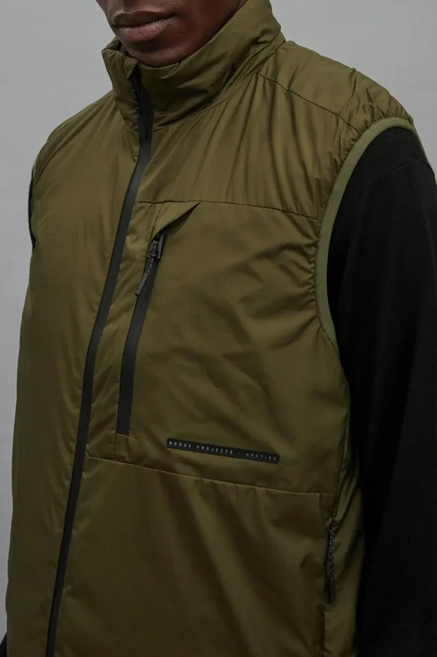 Men Pertex Quantum Midlayer Vest Army Green Norse Projects Outerwear