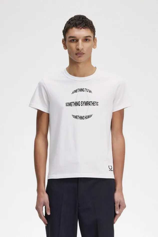 Men Raf SimonsPrinted SlimFit TShirt White Fred Perry TShirts