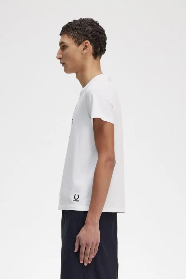 Men Raf SimonsPrinted SlimFit TShirt White Fred Perry TShirts