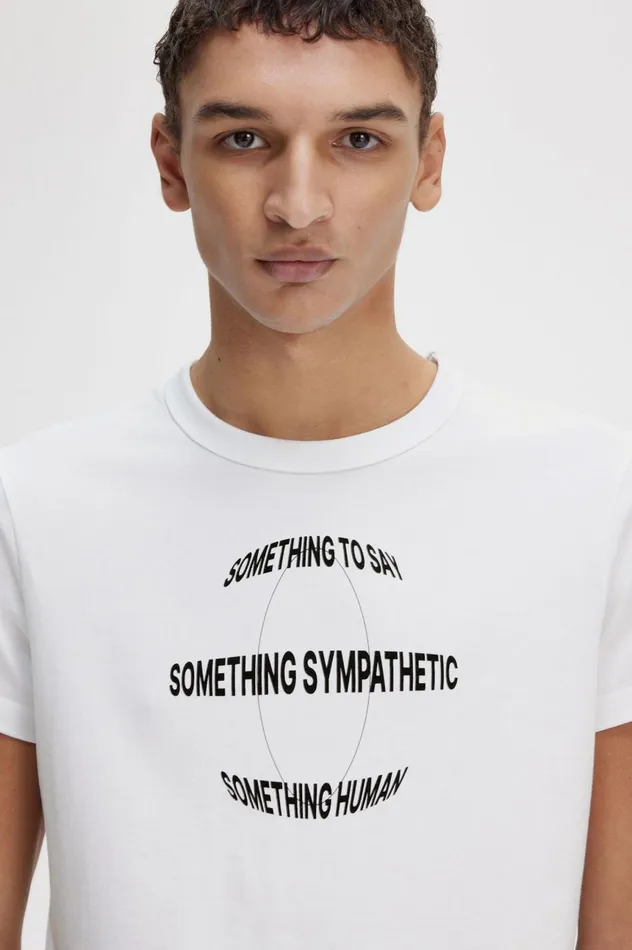 Men Raf SimonsPrinted SlimFit TShirt White Fred Perry TShirts