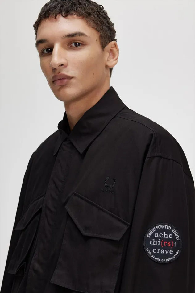 Men Raf SimonsUtility Jacket Royal Blue Fred Perry Coats and Jackets