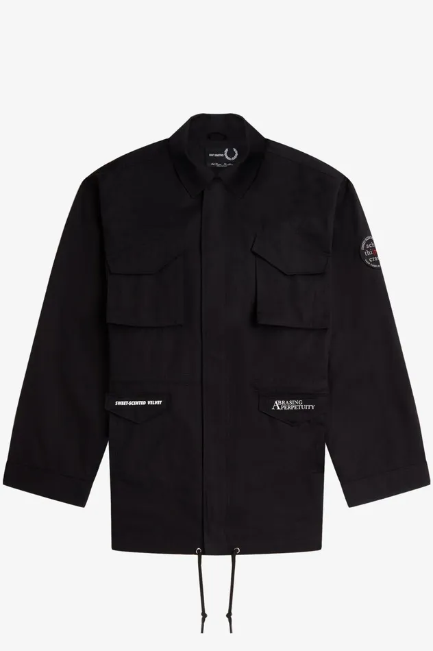 Men Raf SimonsUtility Jacket Royal Blue Fred Perry Coats and Jackets