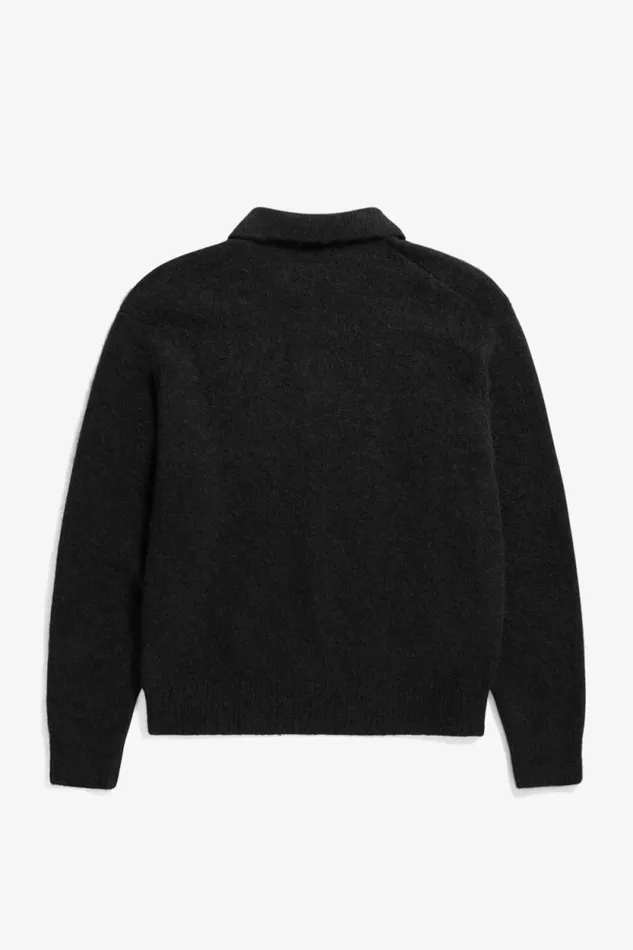 Men Rasmus Relaxed Brushed Polo Black Norse Projects Knitwear
