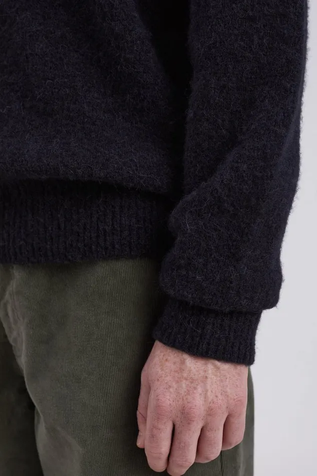 Men Rasmus Relaxed Brushed Polo Black Norse Projects Knitwear