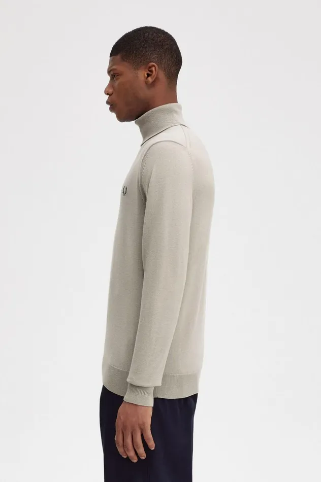 Men Roll Neck Jumper Dark Oatmeal Fred Perry Knitwear