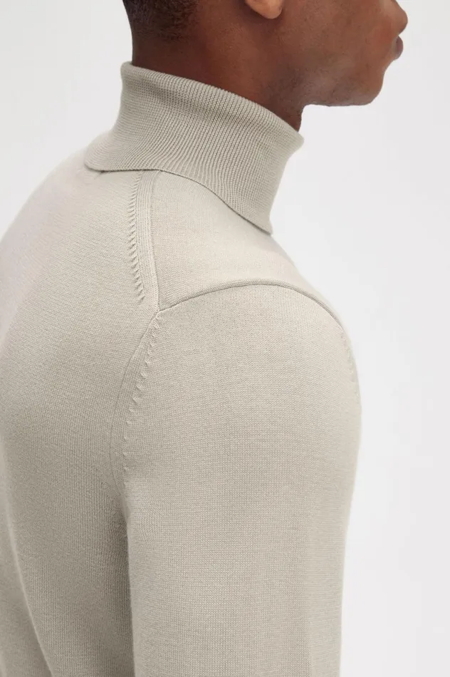 Men Roll Neck Jumper Dark Oatmeal Fred Perry Knitwear