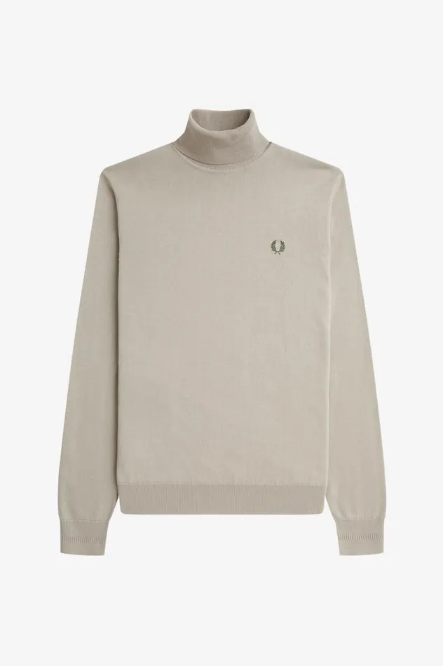 Men Roll Neck Jumper Dark Oatmeal Fred Perry Knitwear