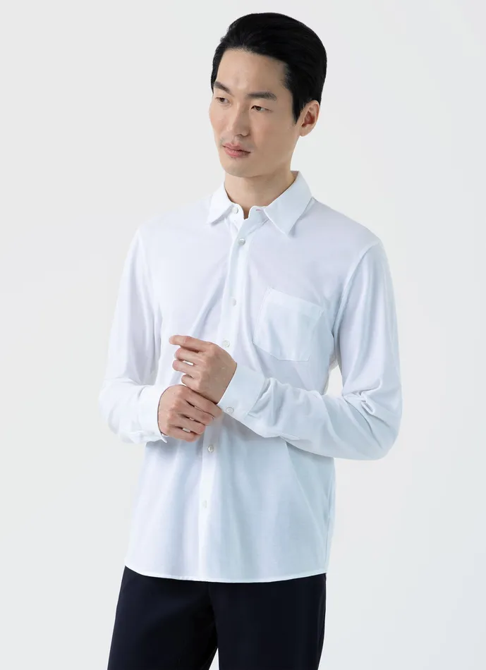 Men Shirts ussunspel Piqu Shirt White Men Shirts ussunspel Piqu Shirt White