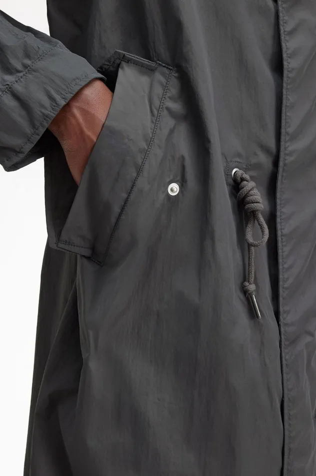 Men Straight Hem Parka Gunmetal Fred Perry Coats and Jackets