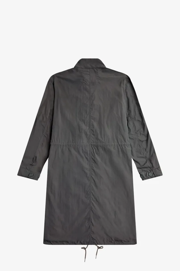 Men Straight Hem Parka Gunmetal Fred Perry Coats and Jackets