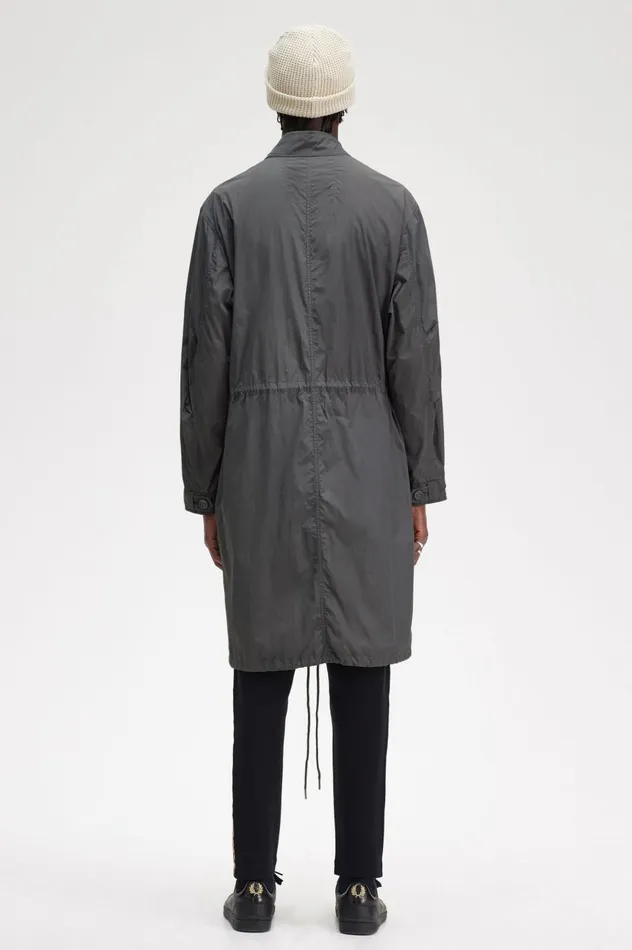 Men Straight Hem Parka Gunmetal Fred Perry Coats and Jackets