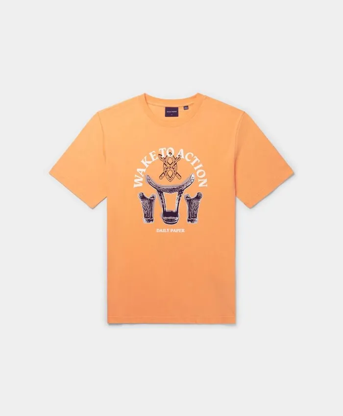 Men Tangerine Orange Rivo TShirt Daily Paper TShirts