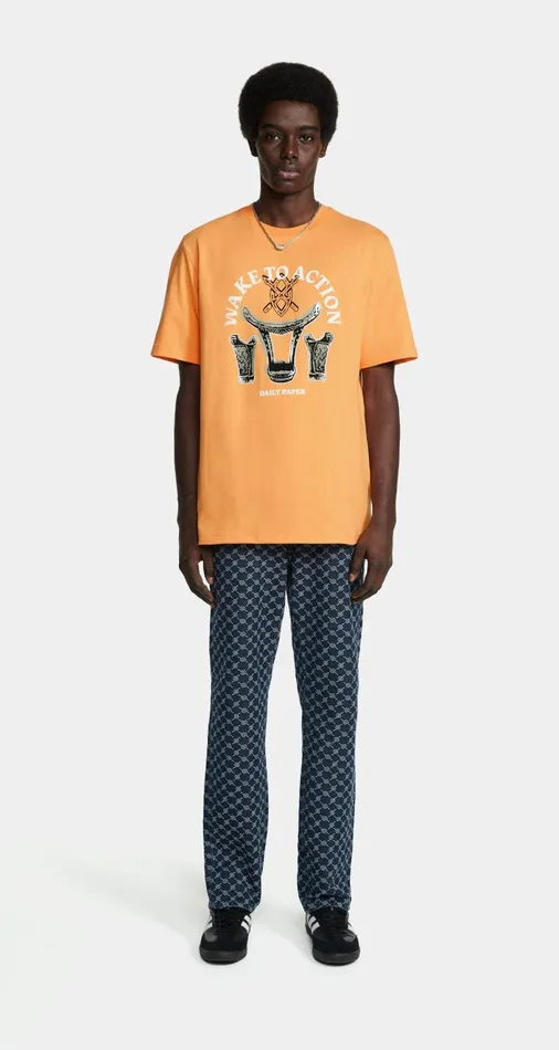 Men Tangerine Orange Rivo TShirt Daily Paper TShirts Men Tangerine Orange Rivo TShirt Daily Paper TShirts