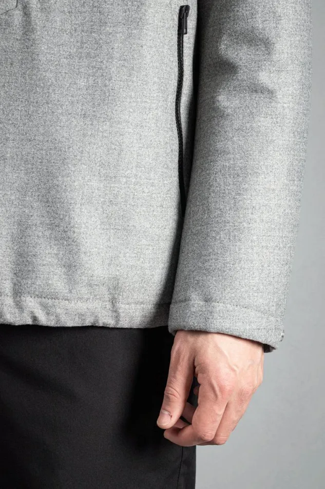 Men Technical Jacket Loro Piana Clima System Wool Light Grey Melange Norse Projects Outerwear