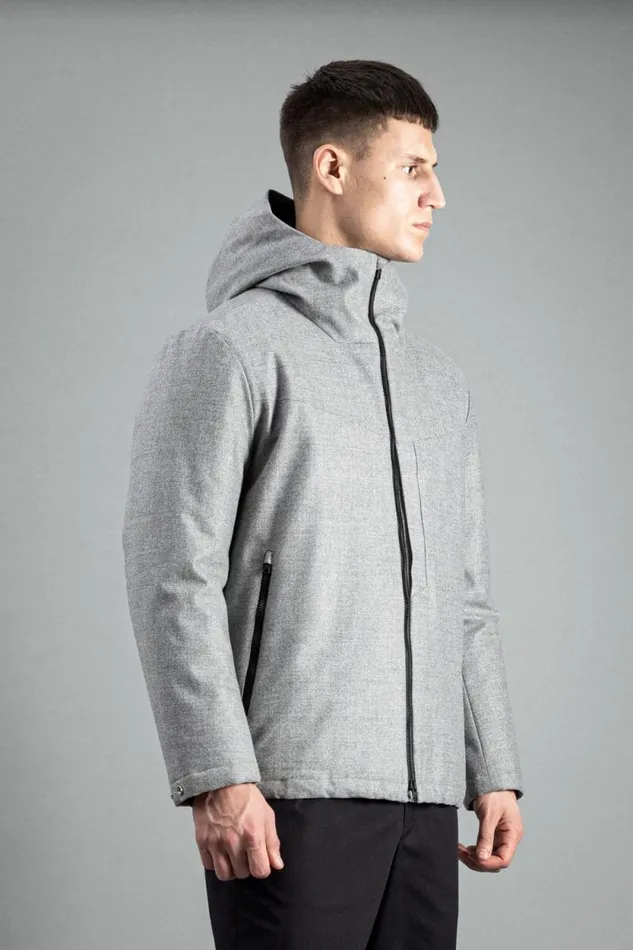 Men Technical Jacket Loro Piana Clima System Wool Light Grey Melange Norse Projects Outerwear
