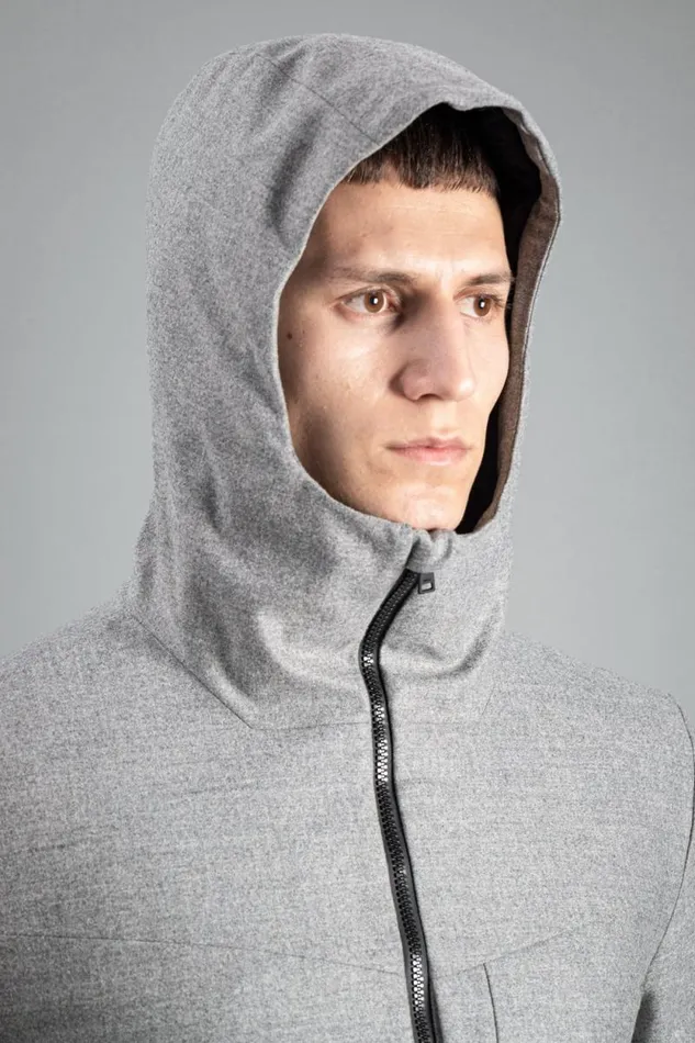 Men Technical Jacket Loro Piana Clima System Wool Light Grey Melange Norse Projects Outerwear