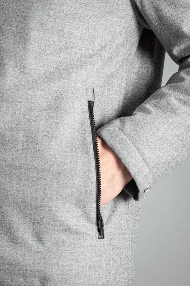 Men Technical Jacket Loro Piana Clima System Wool Light Grey Melange Norse Projects Outerwear