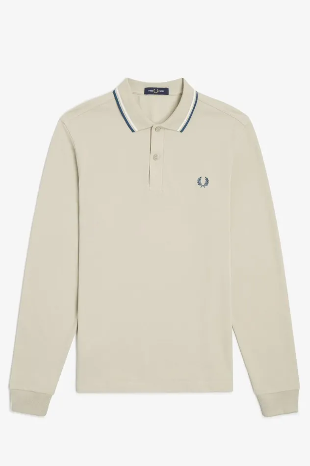 Men The ShirtM3636 Light Oystersnow Whitepetrol Blue Fred Perry The Fred Perry Shirt