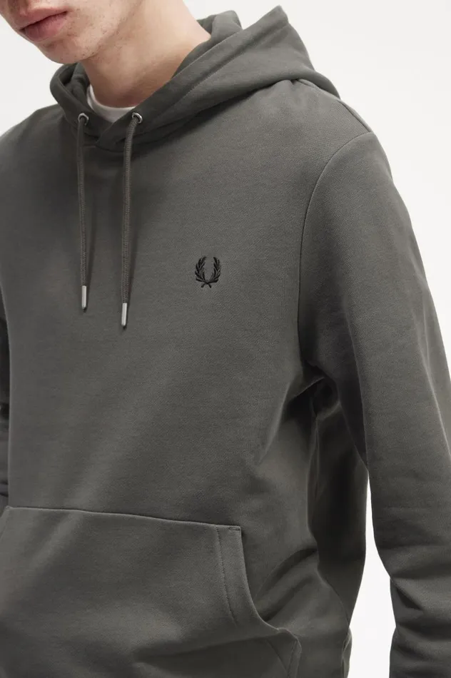 Men Tipped Hooded Sweatshirt Field Green Fred Perry Sweatshirts
