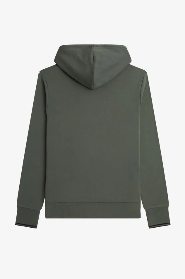 Men Tipped Hooded Sweatshirt Field Green Fred Perry Sweatshirts