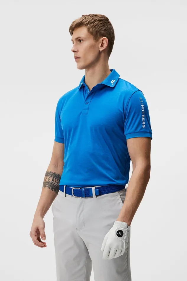 Men Tour Tech Reg Fit Polo Lapis Blue Melange JLindeberg Polo Shirts