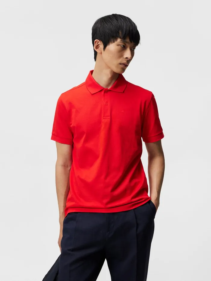 Men Troy Polo Shirt Fiery Red JLindeberg Polo Shirts