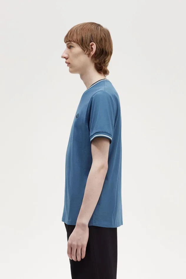 Men Twin Tipped TShirt Midnight Blue Fred Perry TShirts