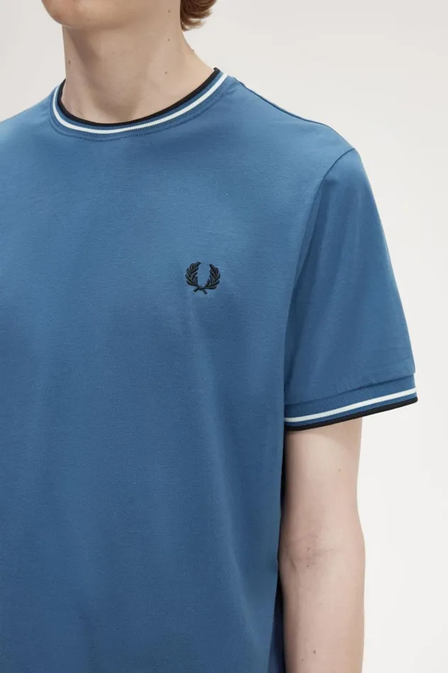 Men Twin Tipped TShirt Midnight Blue Fred Perry TShirts