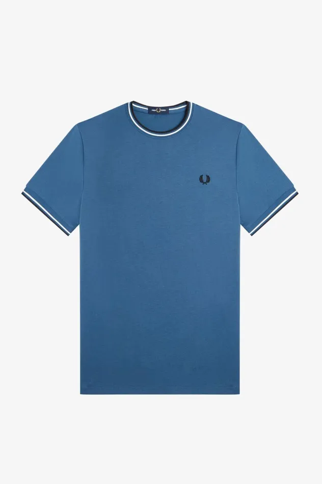Men Twin Tipped TShirt Midnight Blue Fred Perry TShirts