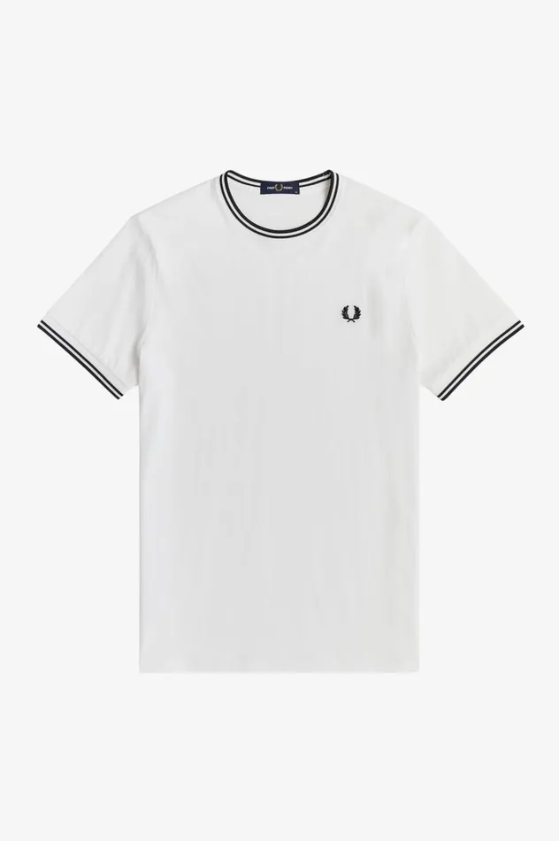 Men Twin Tipped TShirt White Fred Perry TShirts