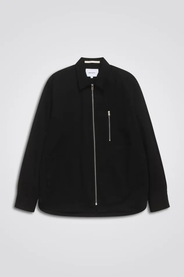 Men Ulrik Gabardine Overshirt Black Norse Projects Overshirts