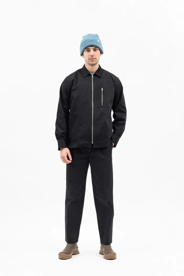 Men Ulrik Gabardine Overshirt Black Norse Projects Overshirts